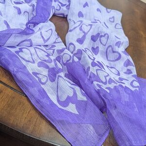 Purple Heart Pattern Scarf Hijab